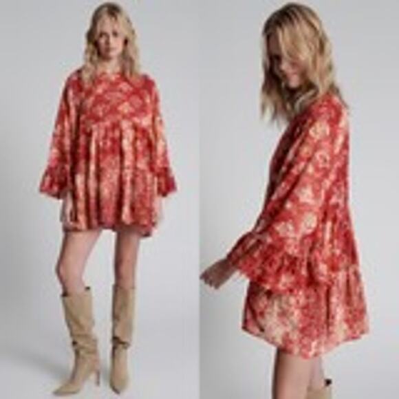 NWT- ONE TEASPOON WOMENS BABYLON GARDEN MAGIQUE DRES-FIRE Sz:XS RET$158 SOLD OUT - Picture 1 of 9